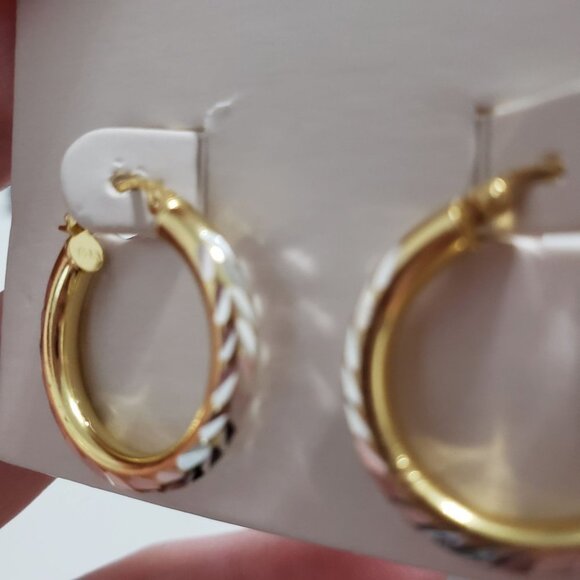 18KT Gold Over Sterling Silver Hoop Earrings - Picture 4 of 4